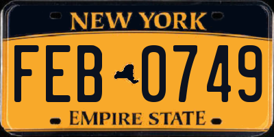 NY license plate FEB0749