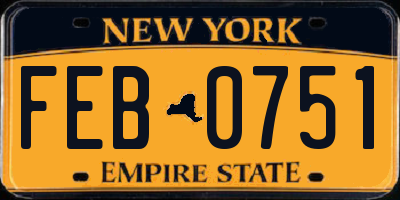 NY license plate FEB0751