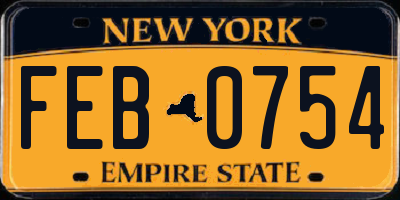 NY license plate FEB0754