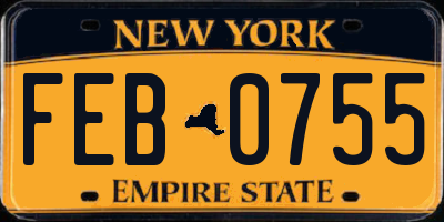 NY license plate FEB0755