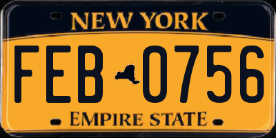 NY license plate FEB0756