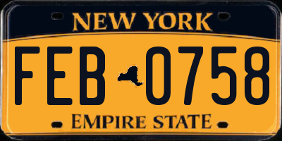 NY license plate FEB0758