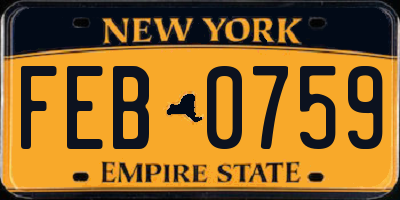 NY license plate FEB0759