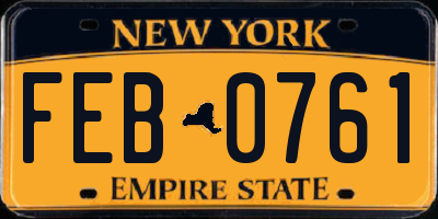 NY license plate FEB0761