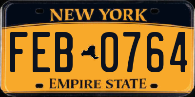 NY license plate FEB0764