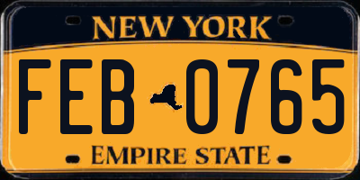 NY license plate FEB0765