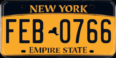 NY license plate FEB0766
