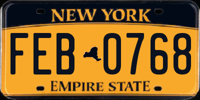 NY license plate FEB0768