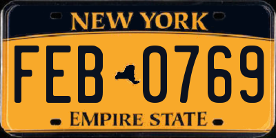 NY license plate FEB0769