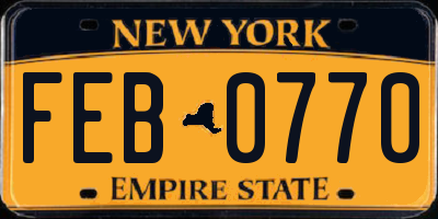 NY license plate FEB0770