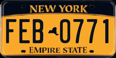 NY license plate FEB0771