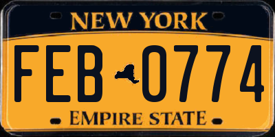 NY license plate FEB0774