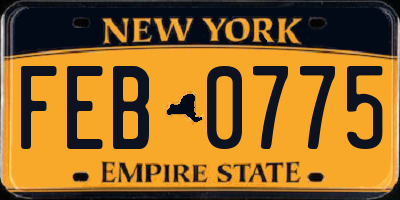 NY license plate FEB0775
