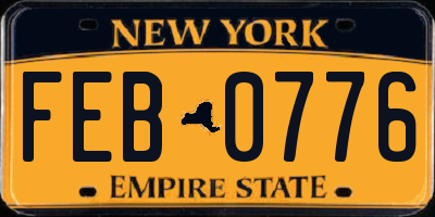 NY license plate FEB0776