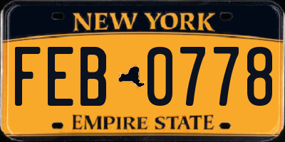 NY license plate FEB0778