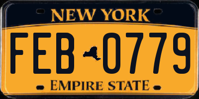NY license plate FEB0779