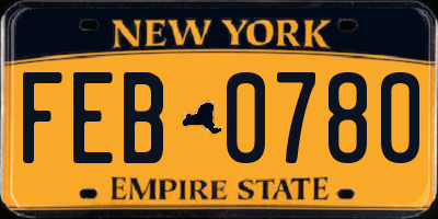 NY license plate FEB0780