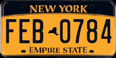 NY license plate FEB0784