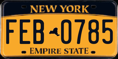 NY license plate FEB0785