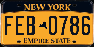 NY license plate FEB0786