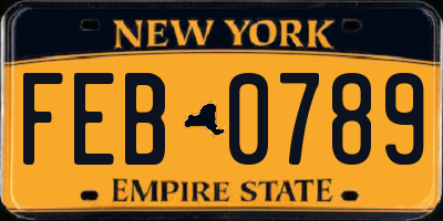 NY license plate FEB0789