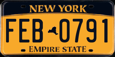 NY license plate FEB0791