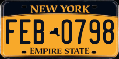 NY license plate FEB0798