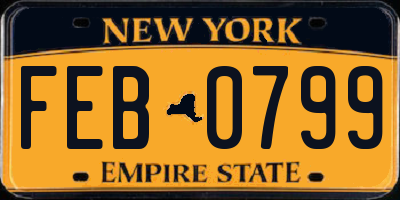 NY license plate FEB0799