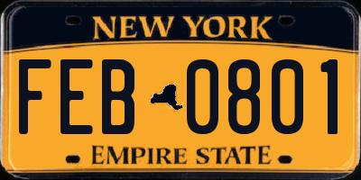 NY license plate FEB0801
