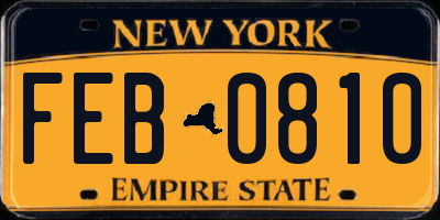 NY license plate FEB0810