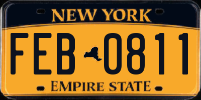 NY license plate FEB0811