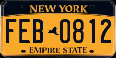 NY license plate FEB0812
