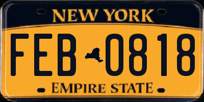 NY license plate FEB0818