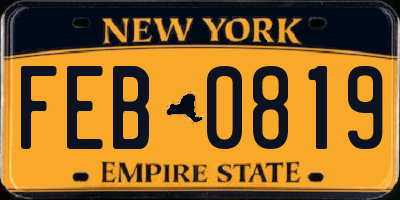NY license plate FEB0819