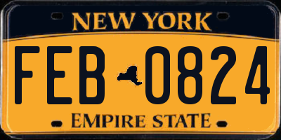 NY license plate FEB0824