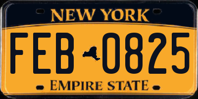 NY license plate FEB0825