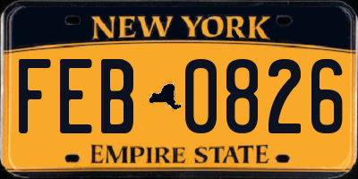 NY license plate FEB0826