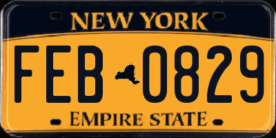 NY license plate FEB0829