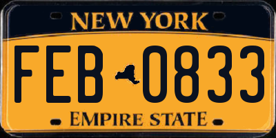 NY license plate FEB0833