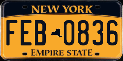 NY license plate FEB0836