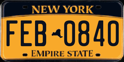 NY license plate FEB0840