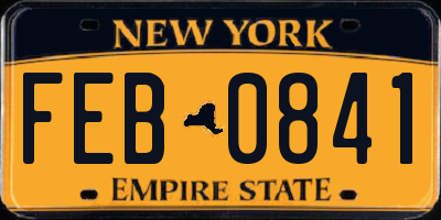 NY license plate FEB0841
