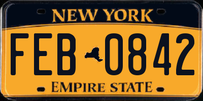 NY license plate FEB0842
