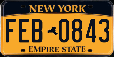 NY license plate FEB0843