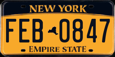 NY license plate FEB0847