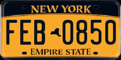 NY license plate FEB0850