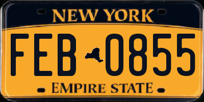 NY license plate FEB0855
