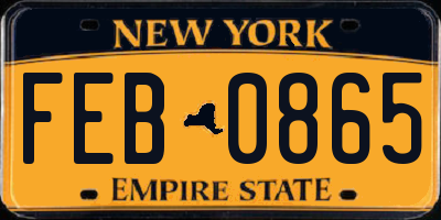 NY license plate FEB0865
