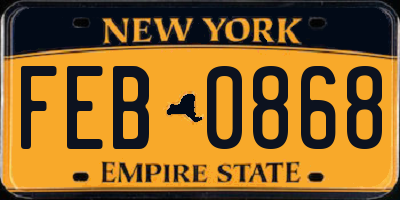 NY license plate FEB0868