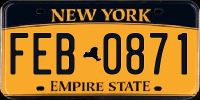 NY license plate FEB0871
